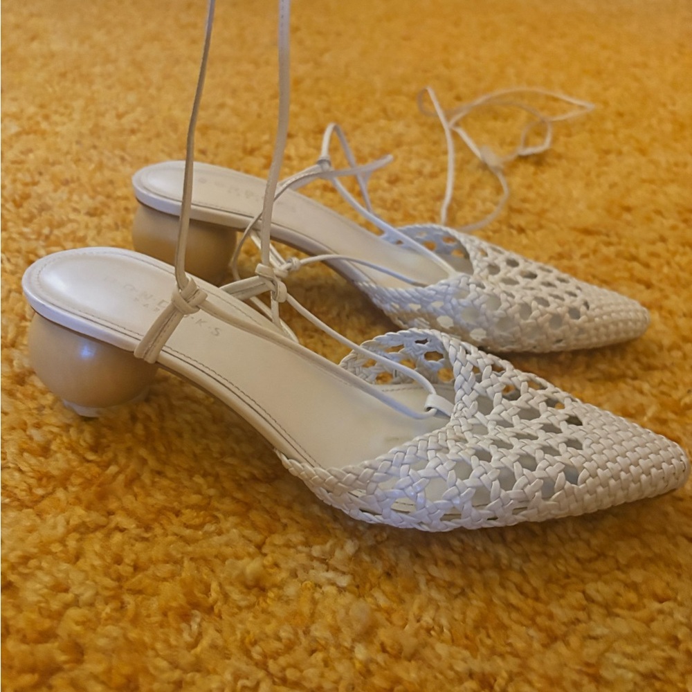 Chic White Woven Heels